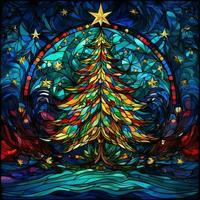 Christmas tree in stained glass style photo