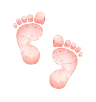 Watercolor illustration of pink prints of children's feet. Newborn, hello, baby, toddler, baby, poster, nursery decor, greeting card, invitation card, baby shower, birthday. png