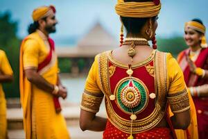 indio Boda vestir en India. generado por ai foto