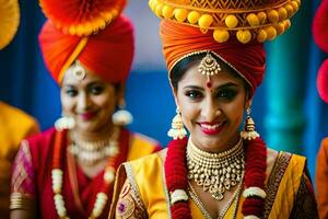 a bride in traditional indian attire. AI-Generated photo