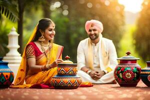 indian wedding couple. AI-Generated photo