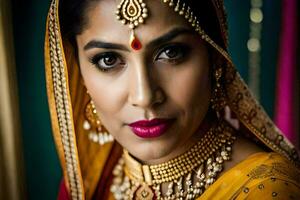 a beautiful indian bride in traditional attire. AI-Generated photo