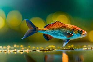 un pescado es nadando en el agua. generado por ai foto