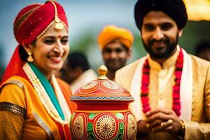 indio Boda en Delhi. generado por ai foto