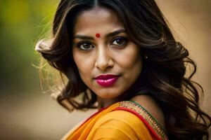 a beautiful indian woman in a sari. AI-Generated photo