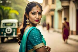 a beautiful indian woman in traditional clothing. AI-Generated photo