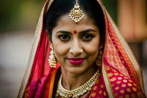 a beautiful indian bride in traditional attire. AI-Generated photo