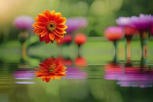 flowers in the water, water, flowers, water, flowers, water, flowers, water. AI-Generated photo