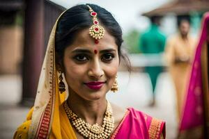 a beautiful indian bride in traditional attire. AI-Generated photo