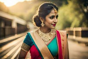 a beautiful indian bride in traditional attire. AI-Generated photo