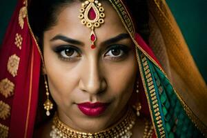 a beautiful indian woman in traditional attire. AI-Generated photo