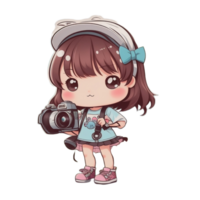 Cute Girl Photograper Sticker PNG Image Transparent Background Ai Generative