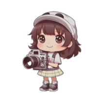 Cute Girl Photograper Sticker PNG Image Transparent Background Ai Generative