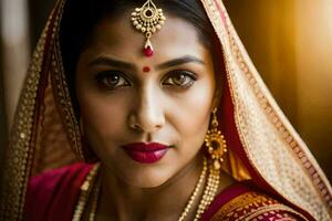 a beautiful indian woman in traditional attire. AI-Generated photo