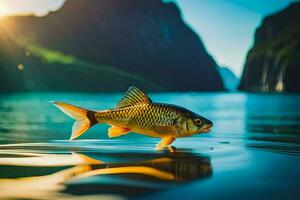 un pescado es nadando en el agua. generado por ai foto