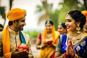 indio Boda en Bombay. generado por ai foto