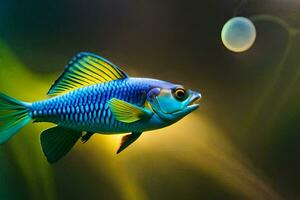 a fish with blue and yellow stripes. AI-Generated photo