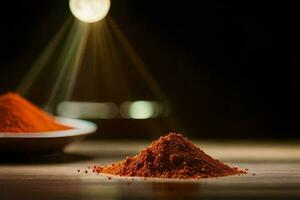 red chili powder on a table. AI-Generated photo