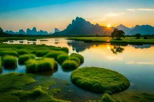 the li river in china. AI-Generated photo