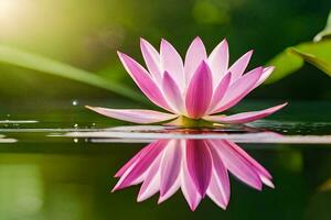 a pink lotus flower floating in the water. AI-Generated photo