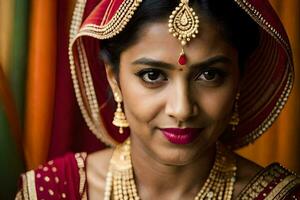 a beautiful indian bride in traditional attire. AI-Generated photo