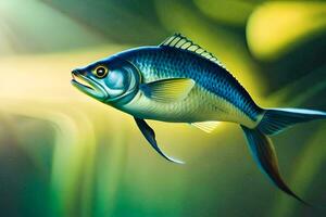 a fish in the water with a green background. AI-Generated photo