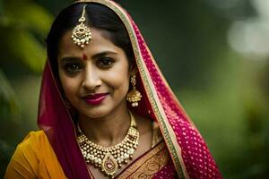 a beautiful indian bride in traditional attire. AI-Generated photo