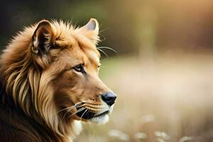 a lion is looking off into the distance. AI-Generated photo