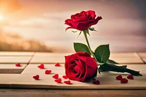 the rose is the symbol of love and romance, and the red color is the color of love. AI-Generated photo