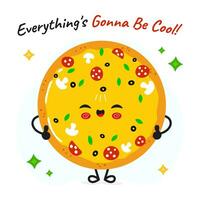 Pizza character. Vector hand drawn cartoon kawaii character illustration icon. Isolated on white background Pizza fruit character concept