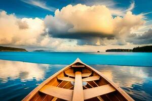 el barco es flotante en el agua con un hermosa cielo. generado por ai foto