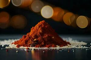 a pile of spices on a table. AI-Generated photo