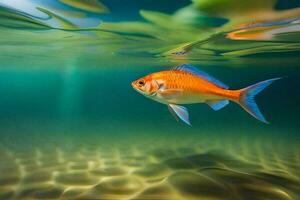 un pescado nadando en el agua. generado por ai foto