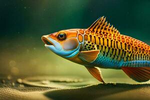 a fish with a bright orange and white body. AI-Generated photo