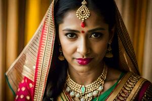 a beautiful indian bride in traditional attire. AI-Generated photo