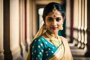 a beautiful indian woman in traditional attire. AI-Generated photo