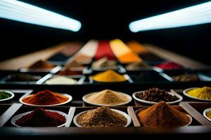 spices in a tray. AI-Generated photo