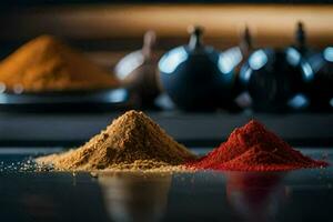 spices and spices on a table. AI-Generated photo