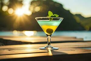 cocktail on the beach. AI-Generated photo