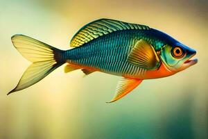 un pescado con brillante colores en el agua. generado por ai foto