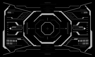 HUD sci-fi interface screen view white geometric on black design virtual reality futuristic technology creative display vector