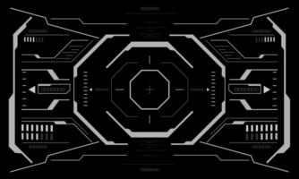 HUD sci-fi interface screen view white geometric on black design virtual reality futuristic technology creative display vector