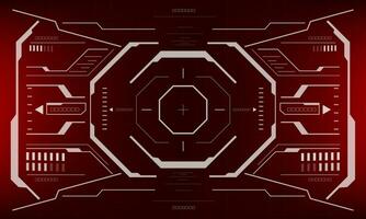 HUD sci-fi interface screen view white geometric on red design virtual reality futuristic technology creative display vector