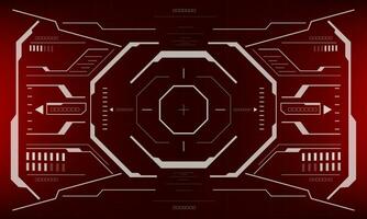 HUD sci-fi interface screen view white geometric on red design virtual reality futuristic technology creative display vector