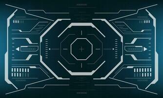 HUD sci-fi interface screen view white geometric on blue design virtual reality futuristic technology creative display vector