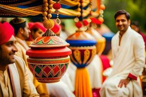 indio Boda ceremonia en Delhi. generado por ai foto