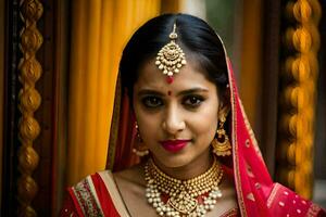 a beautiful indian bride in traditional attire. AI-Generated photo