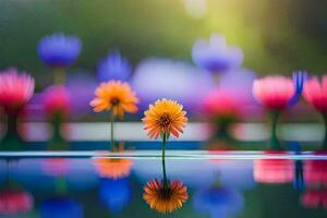 flowers in the water, water, flowers, water, watercolor, watercolor, water. AI-Generated photo