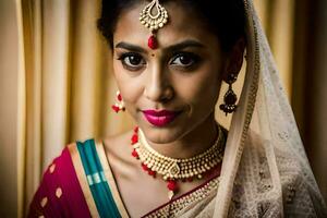 a beautiful indian bride in traditional attire. AI-Generated photo