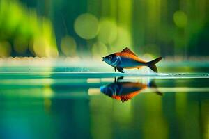 un pescado es nadando en el agua. generado por ai foto